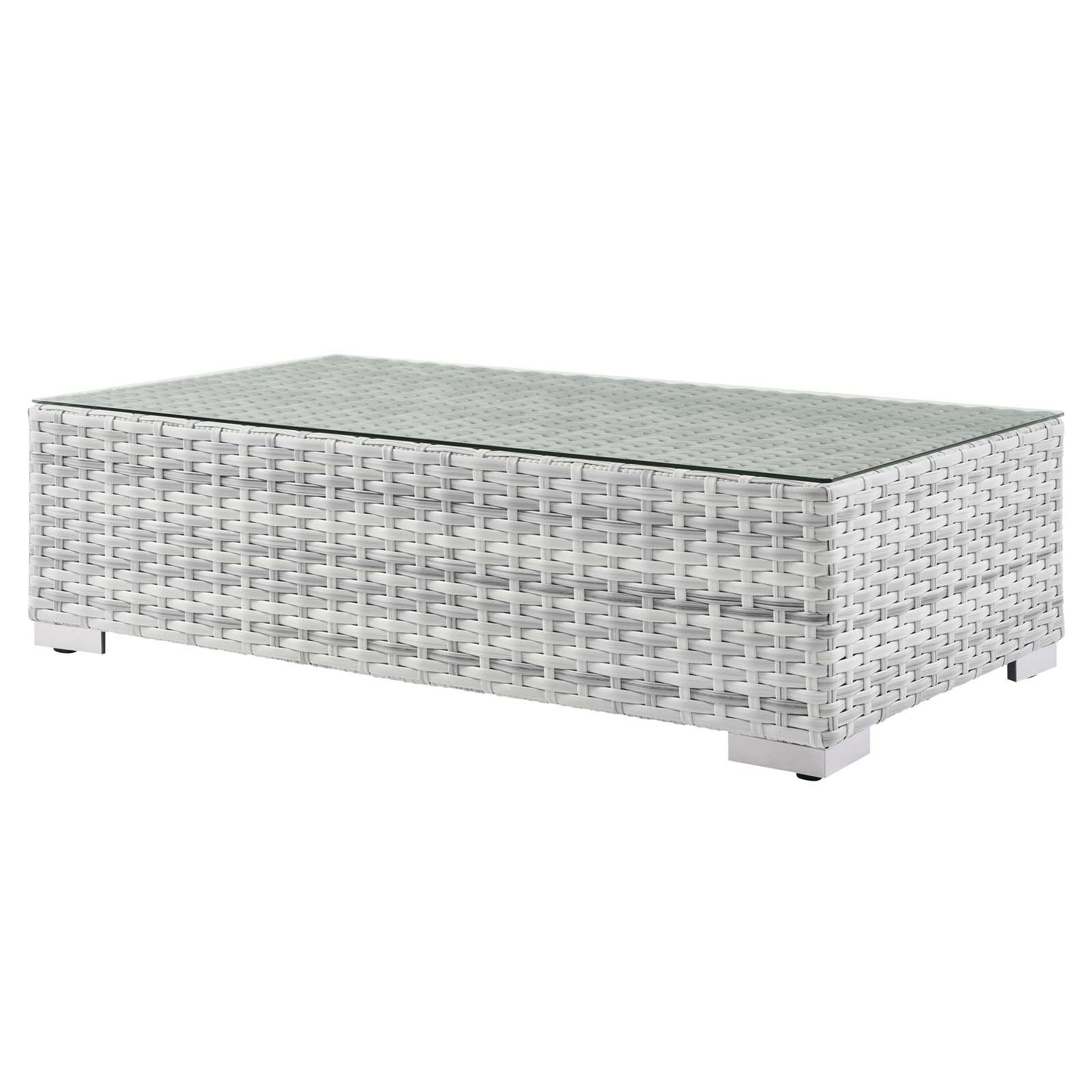 Convene Outdoor Patio Coffee Table, Rattan, Wicker, Light Grey Gray, 19706