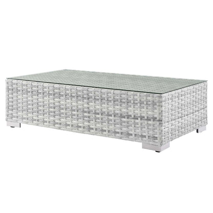 Convene Outdoor Patio Coffee Table, Rattan, Wicker, Light Grey Gray, 19706