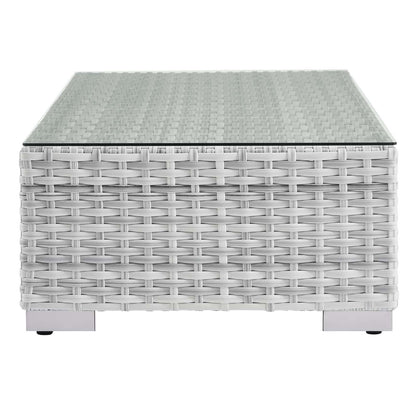 Convene Outdoor Patio Coffee Table, Rattan, Wicker, Light Grey Gray, 19706