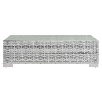 Convene Outdoor Patio Coffee Table, Rattan, Wicker, Light Grey Gray, 19706