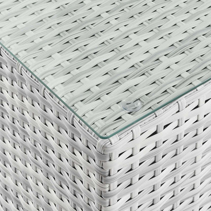 Convene Outdoor Patio Side Table, Rattan, Wicker, Light Grey Gray, 19707
