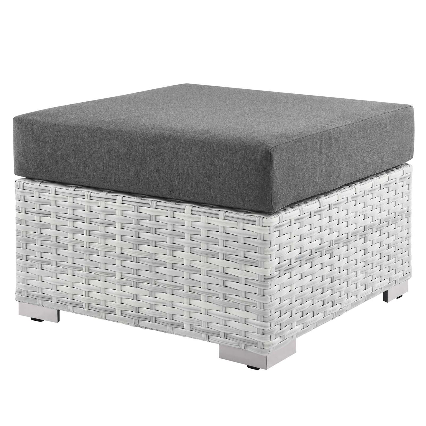 Convene Outdoor Patio Ottoman, Rattan, Wicker, Grey Gray, 19708