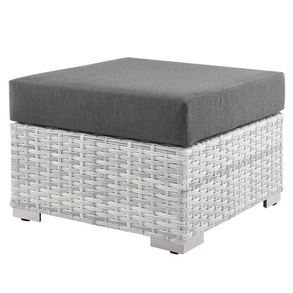Convene Outdoor Patio Ottoman, Rattan, Wicker, Grey Gray, 19708