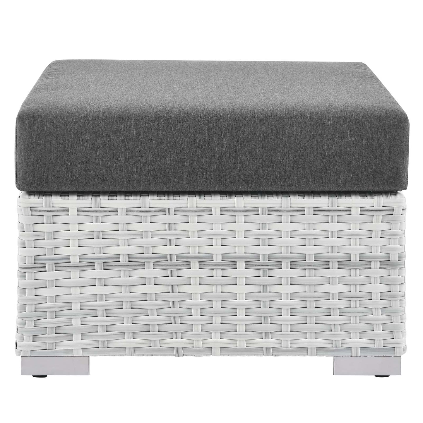 Convene Outdoor Patio Ottoman, Rattan, Wicker, Grey Gray, 19708