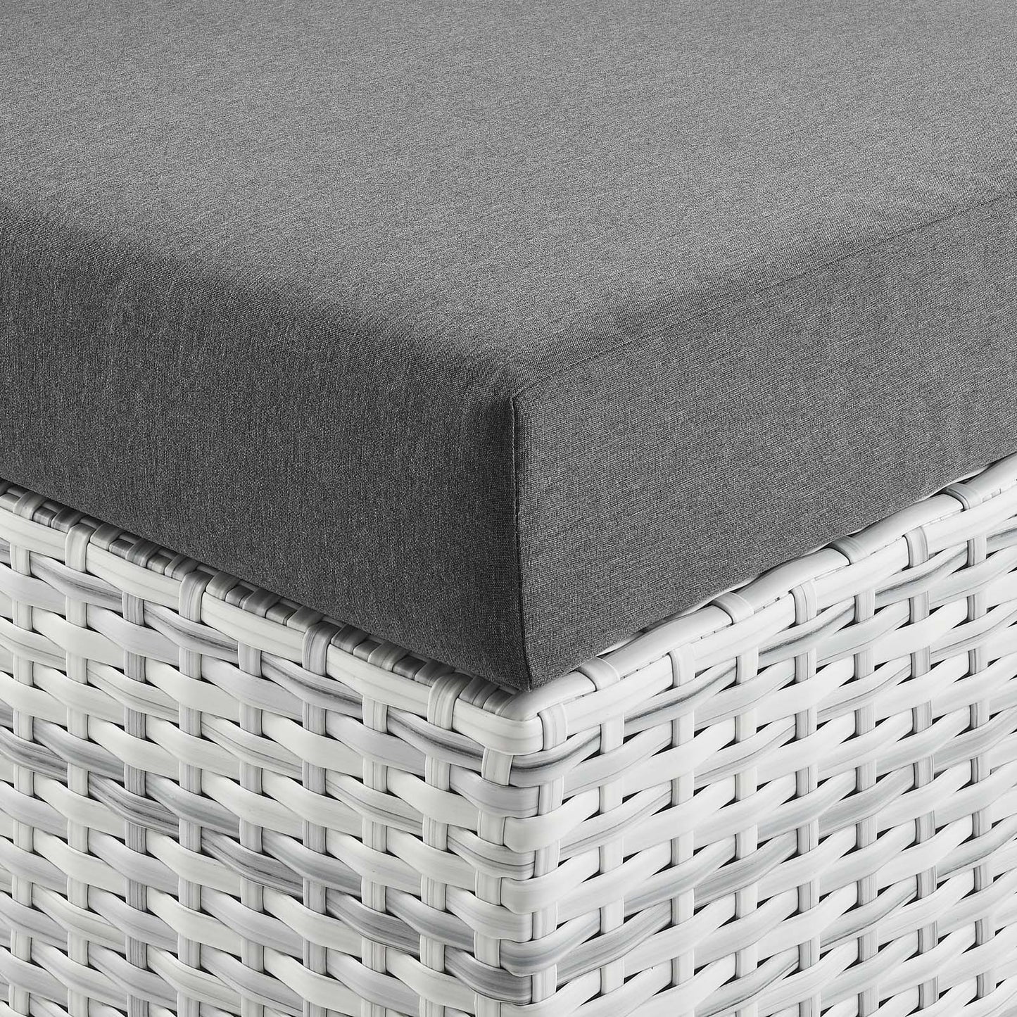 Convene Outdoor Patio Ottoman, Rattan, Wicker, Grey Gray, 19708