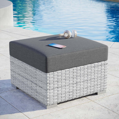 Convene Outdoor Patio Ottoman, Rattan, Wicker, Grey Gray, 19708