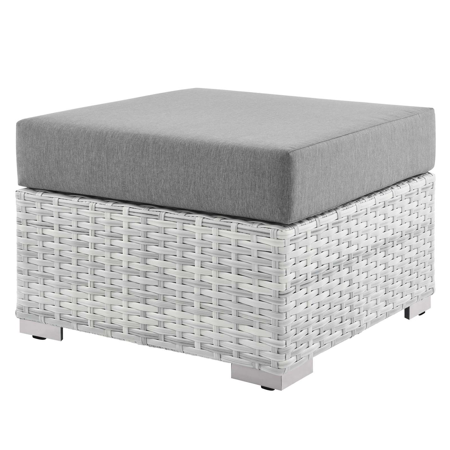 Convene Outdoor Patio Ottoman, Rattan, Wicker, Grey Gray, 19709