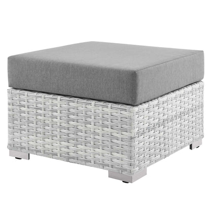 Convene Outdoor Patio Ottoman, Rattan, Wicker, Grey Gray, 19709