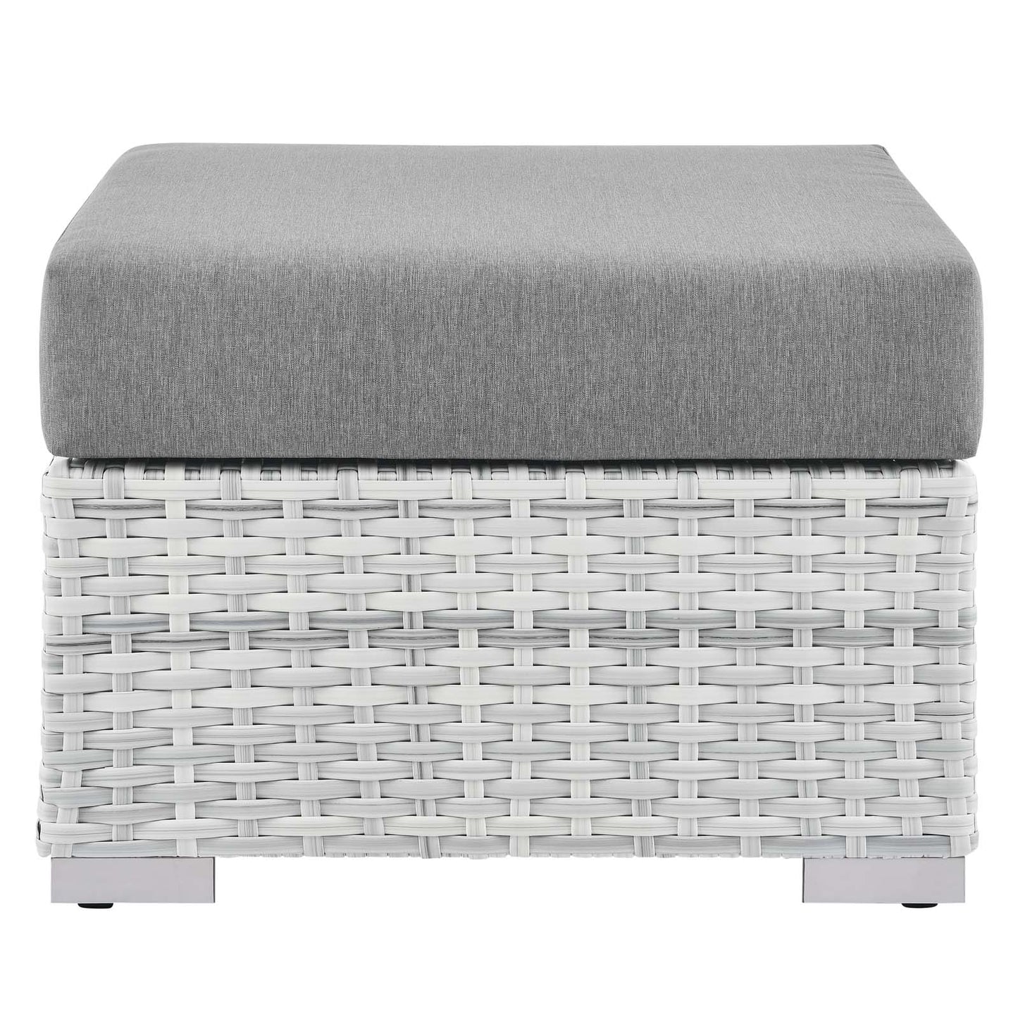 Convene Outdoor Patio Ottoman, Rattan, Wicker, Grey Gray, 19709