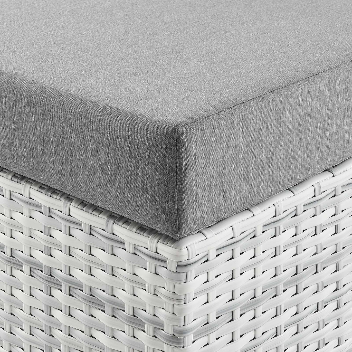 Convene Outdoor Patio Ottoman, Rattan, Wicker, Grey Gray, 19709