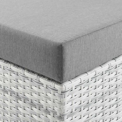 Convene Outdoor Patio Ottoman, Rattan, Wicker, Grey Gray, 19709
