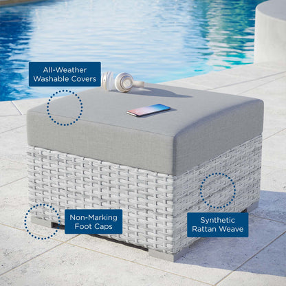 Convene Outdoor Patio Ottoman, Rattan, Wicker, Grey Gray, 19709