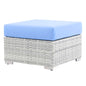 Convene Outdoor Patio Ottoman, Rattan, Wicker, Light Grey Gray Light Blue, 19710