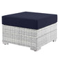 Convene Outdoor Patio Ottoman, Rattan, Wicker, Light Grey Gray Blue Navy, 19711