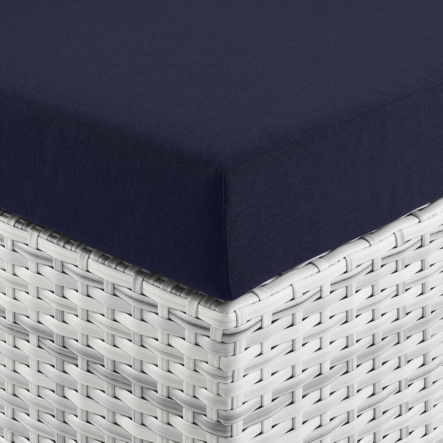 Convene Outdoor Patio Ottoman, Rattan, Wicker, Light Grey Gray Blue Navy, 19711
