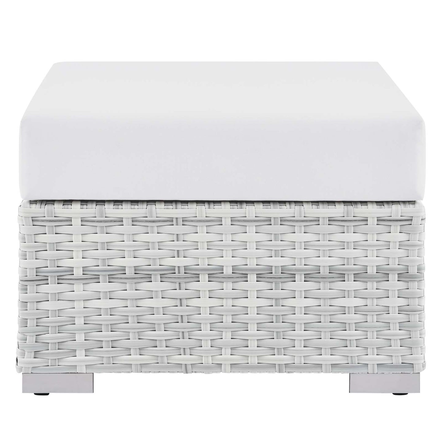 Convene Outdoor Patio Ottoman, Rattan, Wicker, Light Grey Gray White, 19712