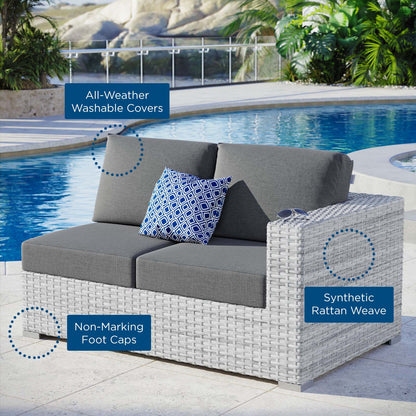 Convene Outdoor Patio Right-Arm Loveseat, Rattan, Wicker, Grey Gray, 19713