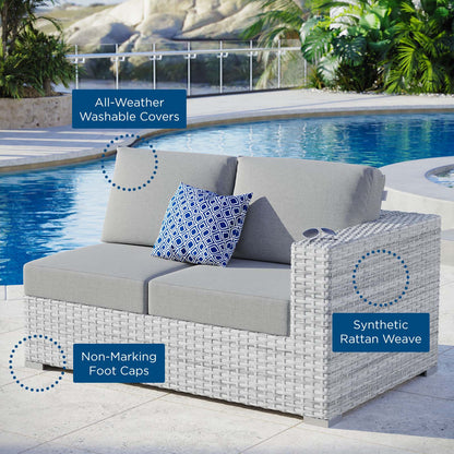 Convene Outdoor Patio Right-Arm Loveseat, Rattan, Wicker, Grey Gray, 19714