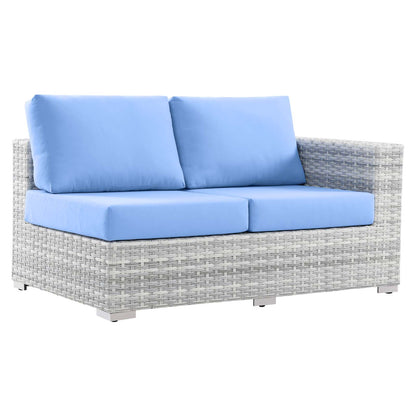 Convene Outdoor Patio Right-Arm Loveseat, Rattan, Wicker, Light Grey Gray Light Blue, 19715