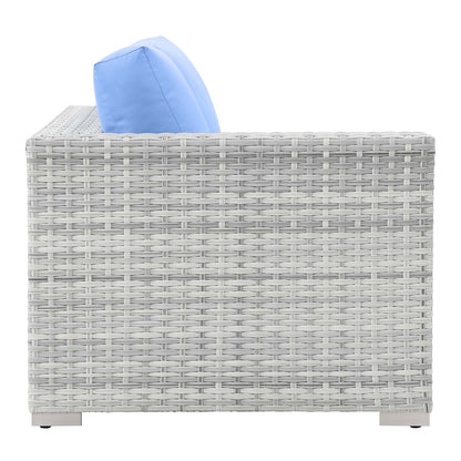 Convene Outdoor Patio Right-Arm Loveseat, Rattan, Wicker, Light Grey Gray Light Blue, 19715
