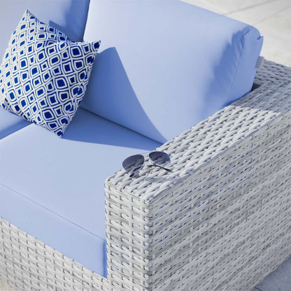 Convene Outdoor Patio Right-Arm Loveseat, Rattan, Wicker, Light Grey Gray Light Blue, 19715