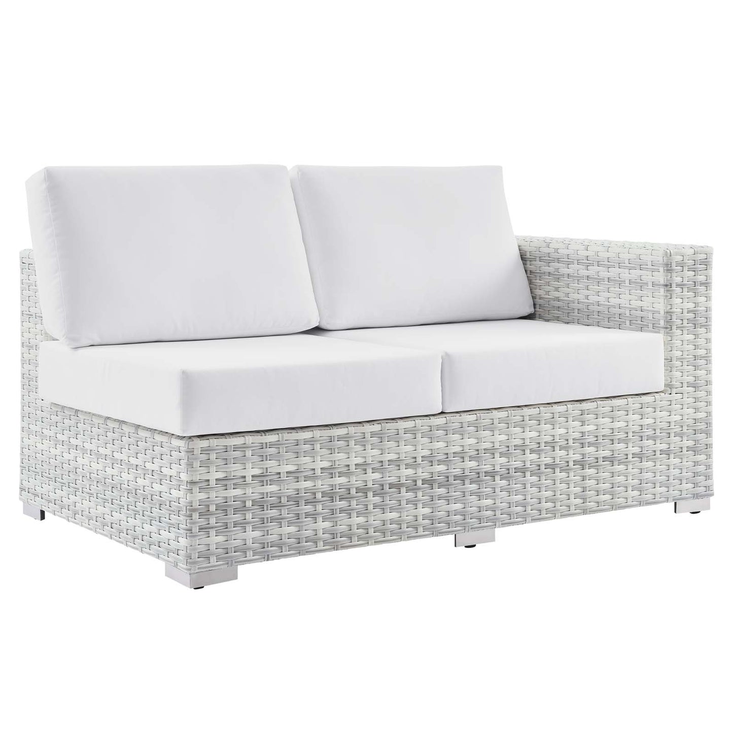 Convene Outdoor Patio Right-Arm Loveseat, Rattan, Wicker, Light Grey Gray White, 19717