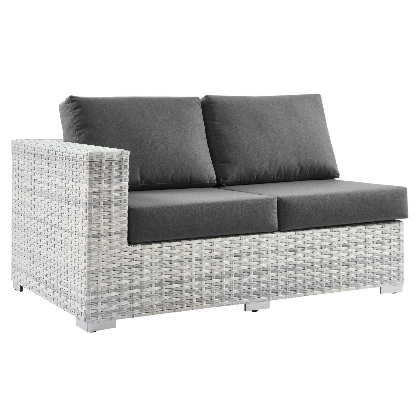 Convene Outdoor Patio Left-Arm Loveseat, Rattan, Wicker, Grey Gray, 19718