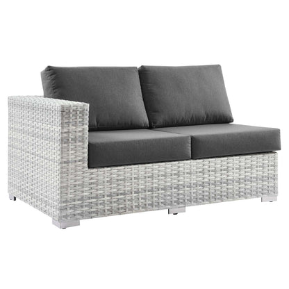 Convene Outdoor Patio Left-Arm Loveseat, Rattan, Wicker, Grey Gray, 19718