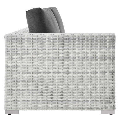 Convene Outdoor Patio Left-Arm Loveseat, Rattan, Wicker, Grey Gray, 19718
