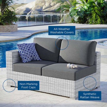 Convene Outdoor Patio Left-Arm Loveseat, Rattan, Wicker, Grey Gray, 19718