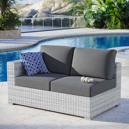 Convene Outdoor Patio Left-Arm Loveseat, Rattan, Wicker, Grey Gray, 19718