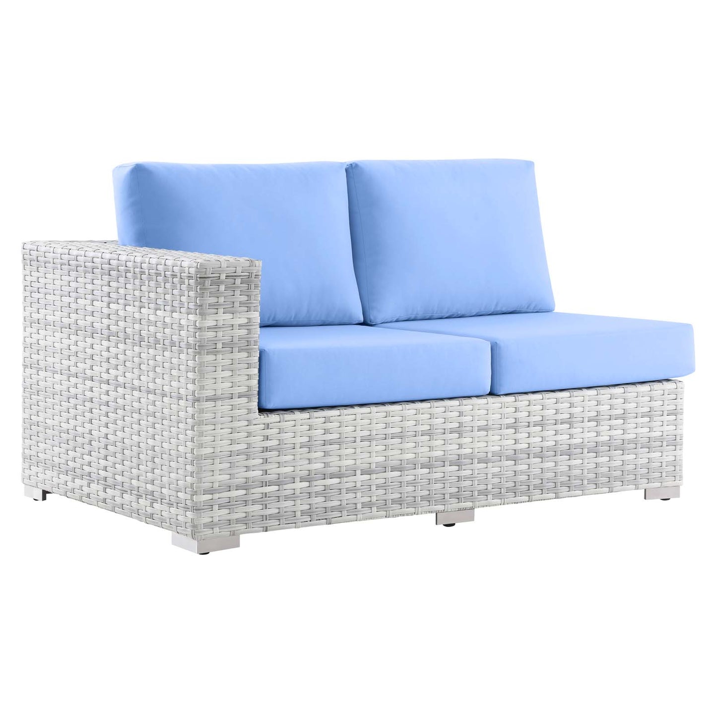 Convene Outdoor Patio Left-Arm Loveseat, Rattan, Wicker, Light Grey Gray Light Blue, 19720