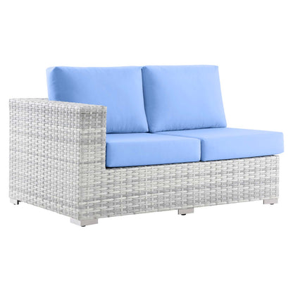 Convene Outdoor Patio Left-Arm Loveseat, Rattan, Wicker, Light Grey Gray Light Blue, 19720