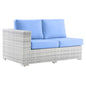 Convene Outdoor Patio Left-Arm Loveseat, Rattan, Wicker, Light Grey Gray Light Blue, 19720