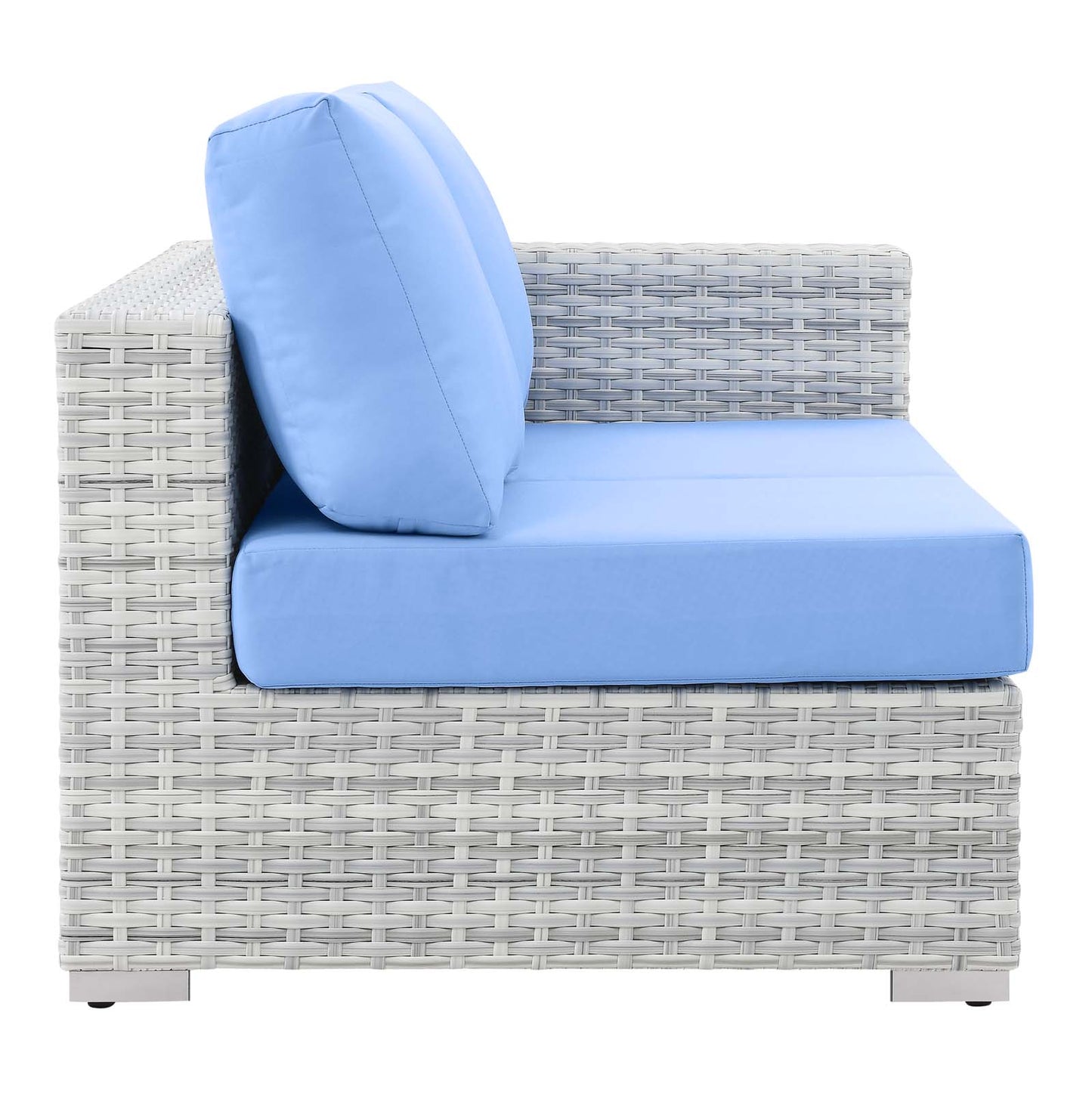 Convene Outdoor Patio Left-Arm Loveseat, Rattan, Wicker, Light Grey Gray Light Blue, 19720