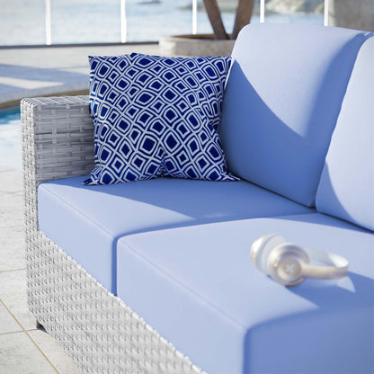 Convene Outdoor Patio Left-Arm Loveseat, Rattan, Wicker, Light Grey Gray Light Blue, 19720