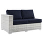 Convene Outdoor Patio Left-Arm Loveseat, Rattan, Wicker, Light Grey Gray Blue Navy, 19721