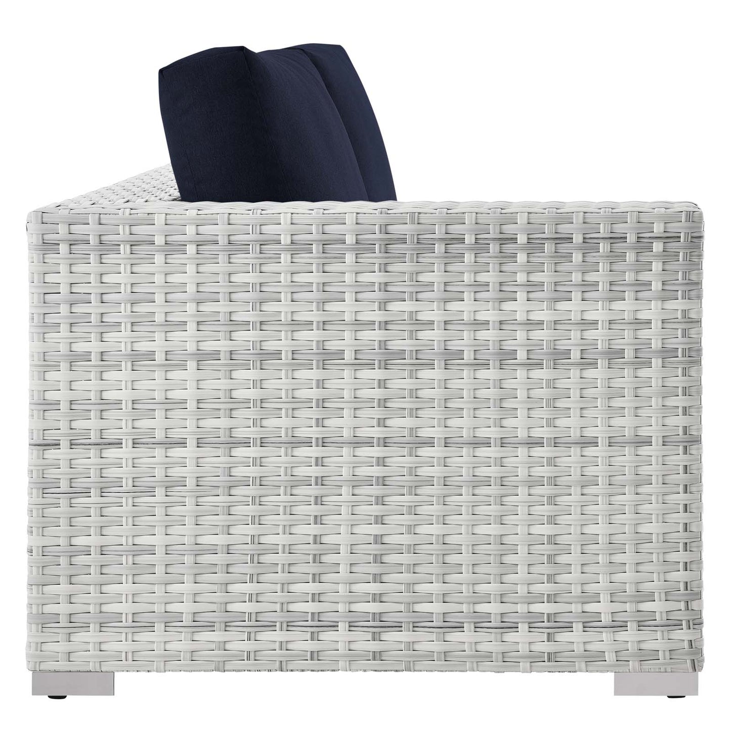 Convene Outdoor Patio Left-Arm Loveseat, Rattan, Wicker, Light Grey Gray Blue Navy, 19721