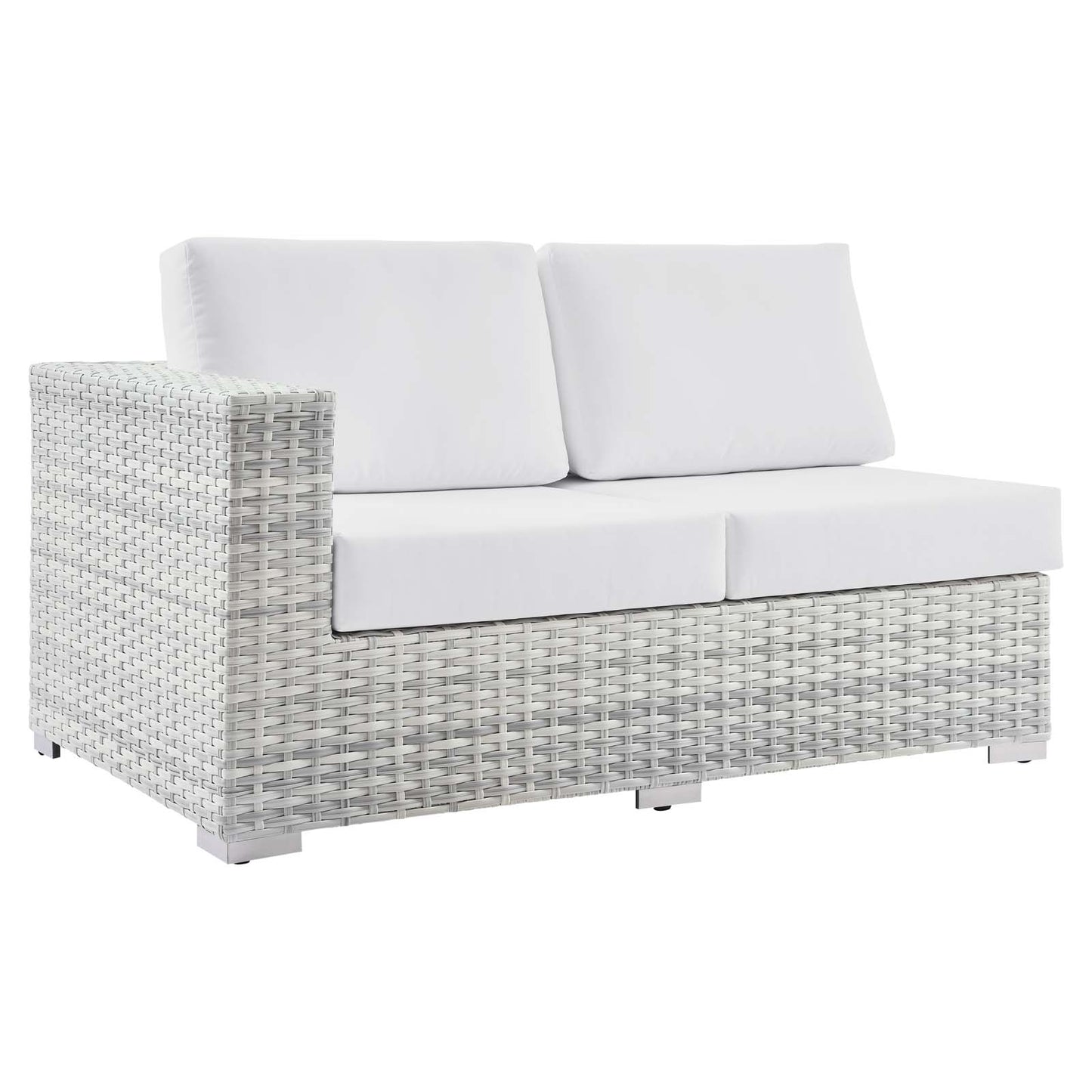Convene Outdoor Patio Left-Arm Loveseat, Rattan, Wicker, Light Grey Gray White, 19722