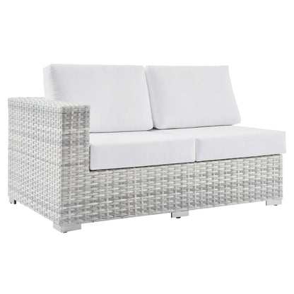Convene Outdoor Patio Left-Arm Loveseat, Rattan, Wicker, Light Grey Gray White, 19722