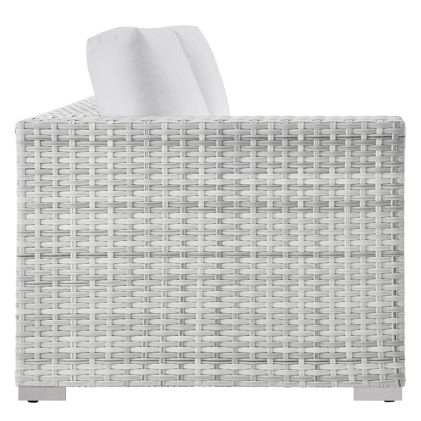Convene Outdoor Patio Left-Arm Loveseat, Rattan, Wicker, Light Grey Gray White, 19722