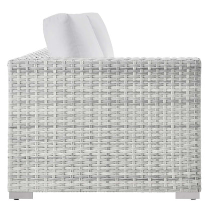 Convene Outdoor Patio Left-Arm Loveseat, Rattan, Wicker, Light Grey Gray White, 19722