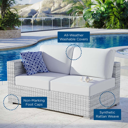 Convene Outdoor Patio Left-Arm Loveseat, Rattan, Wicker, Light Grey Gray White, 19722