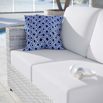 Convene Outdoor Patio Left-Arm Loveseat, Rattan, Wicker, Light Grey Gray White, 19722