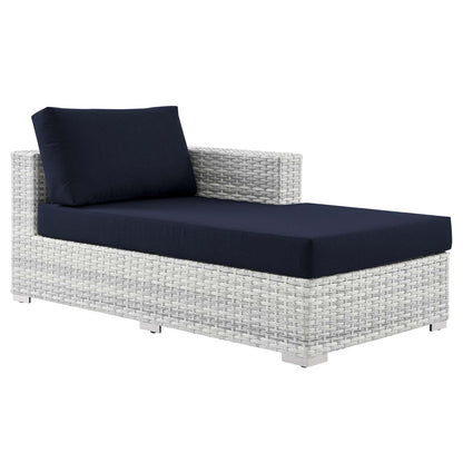 Convene Outdoor Patio Right Chaise, Rattan, Wicker, Light Grey Gray Blue Navy, 19726