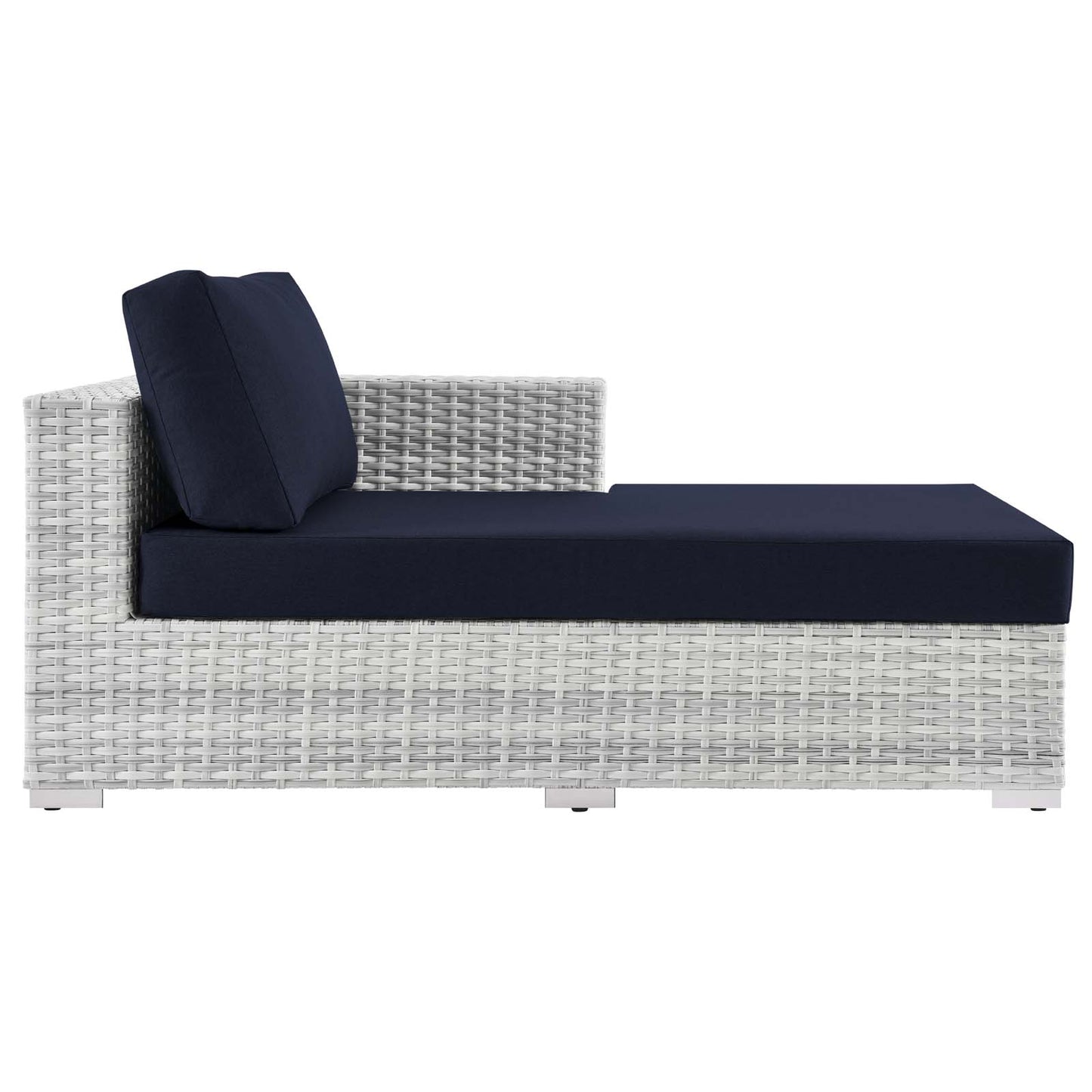 Convene Outdoor Patio Right Chaise, Rattan, Wicker, Light Grey Gray Blue Navy, 19726