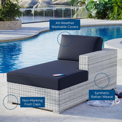 Convene Outdoor Patio Right Chaise, Rattan, Wicker, Light Grey Gray Blue Navy, 19726