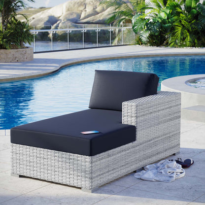 Convene Outdoor Patio Right Chaise, Rattan, Wicker, Light Grey Gray Blue Navy, 19726