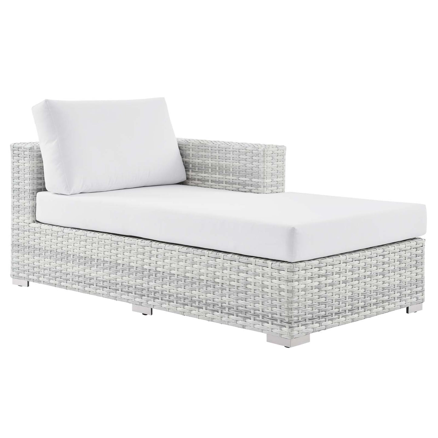 Convene Outdoor Patio Right Chaise, Rattan, Wicker, Light Grey Gray White, 19727