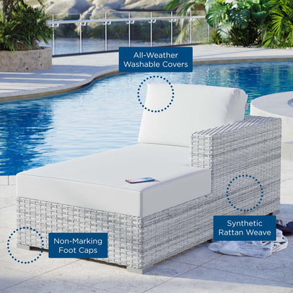 Convene Outdoor Patio Right Chaise, Rattan, Wicker, Light Grey Gray White, 19727